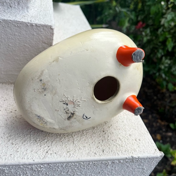 Ceramic Multi Orange Floral 7X7" Owl Bird Figurine Piggy Bank - Picture 10 of 10